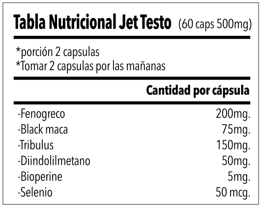 JET TESTO 60 CAPS. (Elevador de Testosterona)