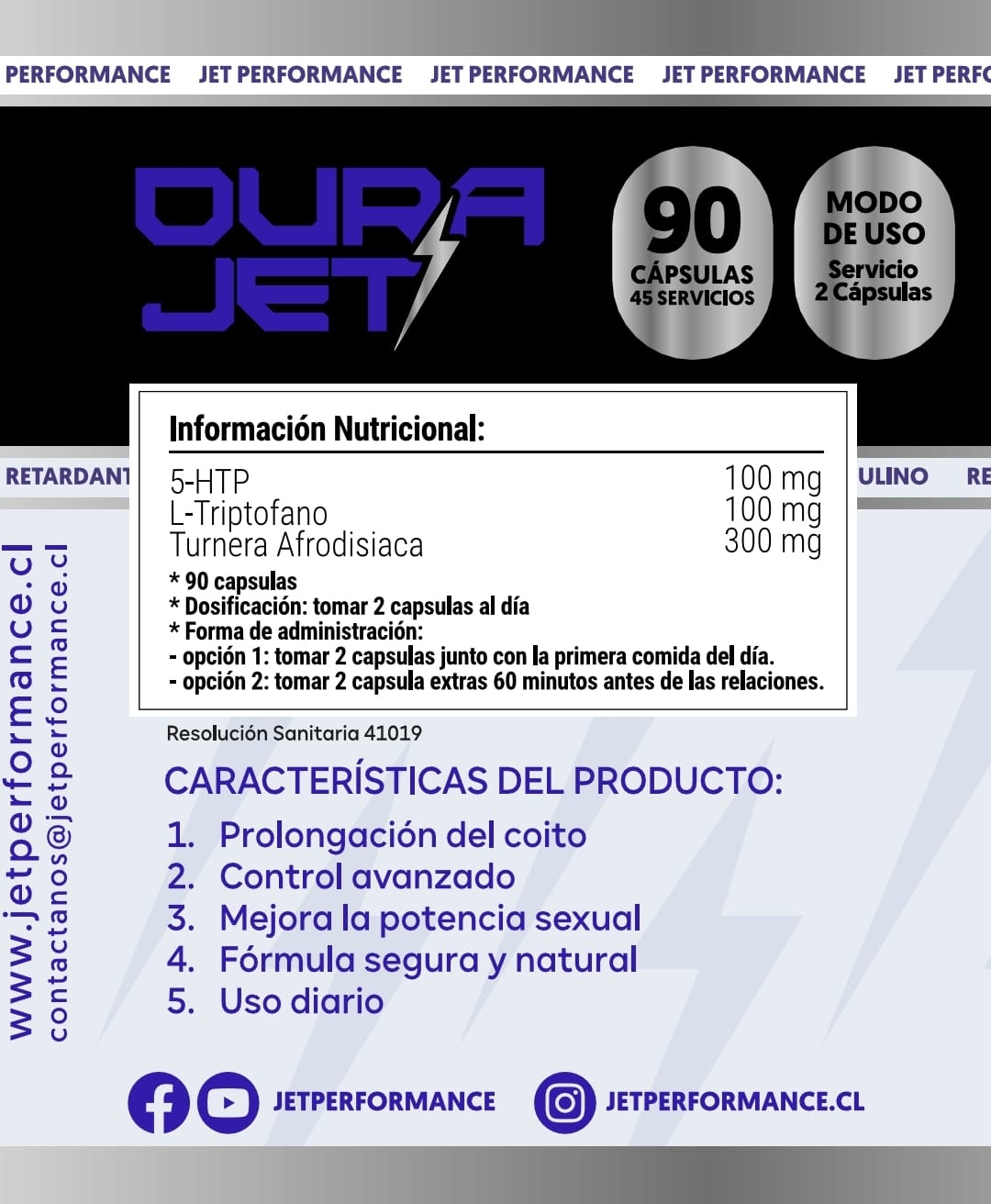DURA JET 90 CAPS. (Retardante Masculino) - JET PERFORMANCE