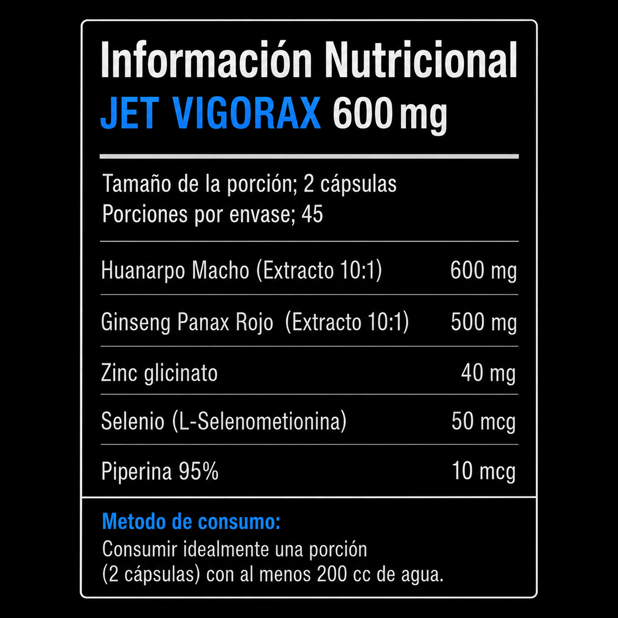 Jet Vigorax 600 (Firmeza y Vigor Extremo) - JET PERFORMANCE
