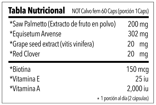 NOT CALVO FEMENINO 60 CAPS. (bloqueador de DHT) - JET PERFORMANCE