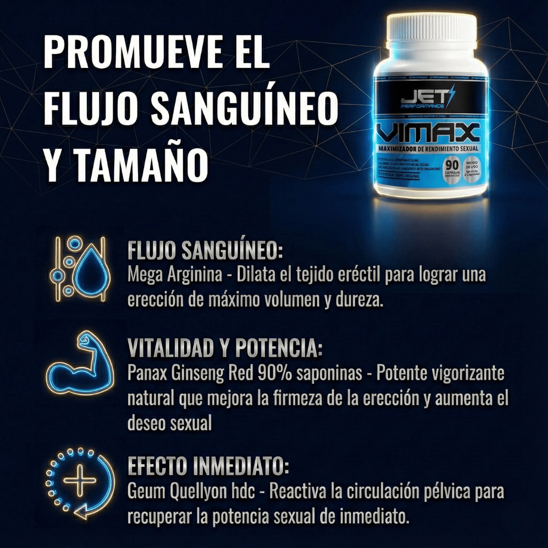 VIMAX 90 CAPS. (Maximizador Masculino) - JET PERFORMANCE